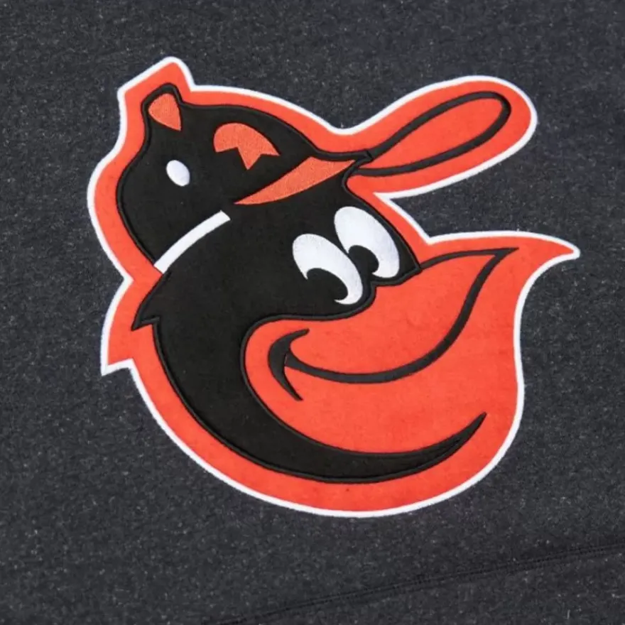 Mitchell & Ness Hoodies & Sweatshirts-Snow Washed Fleece Hoodie Vintage Logo Baltimore Orioles