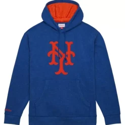 Mitchell & Ness Hoodies & Sweatshirts-Snow Washed Fleece Hoodie Vintage Logo New York Mets