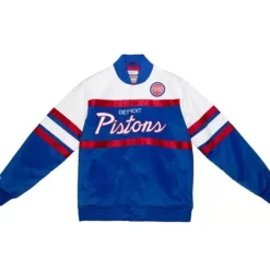 Mitchell & Ness Jackets & Outerwear-Special Script Heavyweight Satin Jacket Detroit Pistons