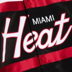 Mitchell & Ness Jackets & Outerwear-Special Script Heavyweight Satin Jacket Miami Heat