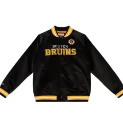 Mitchell & Ness Jackets & Outerwear-Special Script Light Weight Satin Jacket Boston Bruins