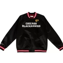 Mitchell & Ness Jackets & Outerwear-Special Script Light Weight Satin Jacket Chicago Blackhawks