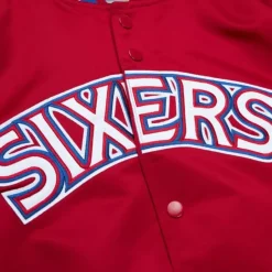 Mitchell & Ness Jackets & Outerwear-Special Script Lightweight Satin Jacket Philadelphia 76Ers