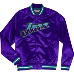 Mitchell & Ness Jackets & Outerwear-Special Script Lightweight Satin Jacket Utah Jazz