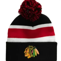 Mitchell & Ness Knit-Stripe Pom Knit Chicago Blackhawks