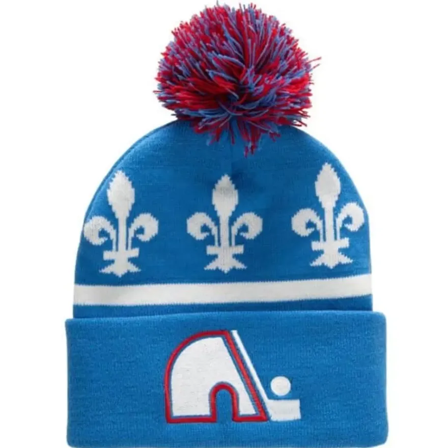 Mitchell & Ness Knit-Stripe Pom Knit Quebec Nordiques