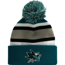 Mitchell & Ness Knit-Stripe Pom Knit San Jose Sharks