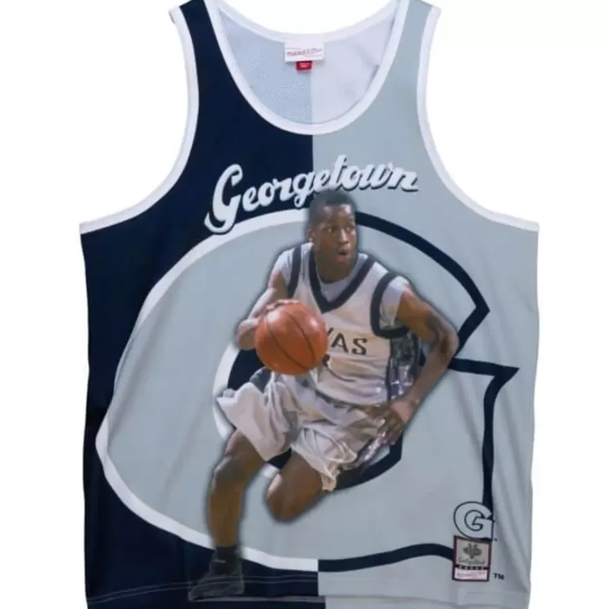 Mitchell & Ness T-Shirts & Tops-Sublimated Player Tank Georgetown University Allen Iverson