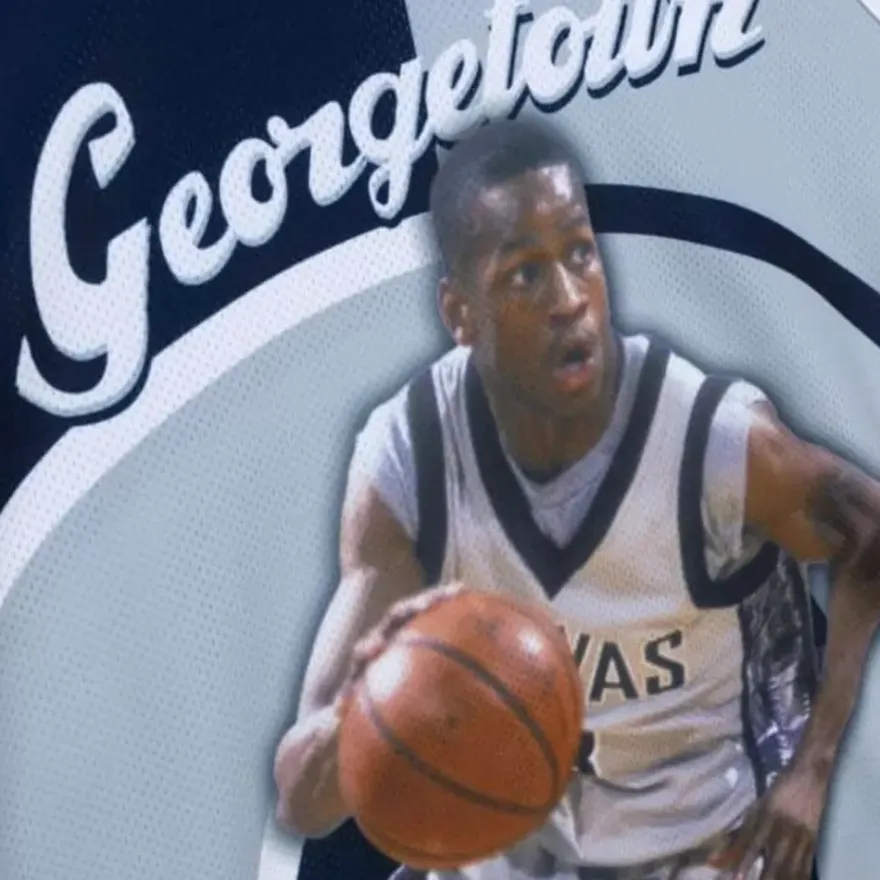 Mitchell & Ness T-Shirts & Tops-Sublimated Player Tank Georgetown University Allen Iverson