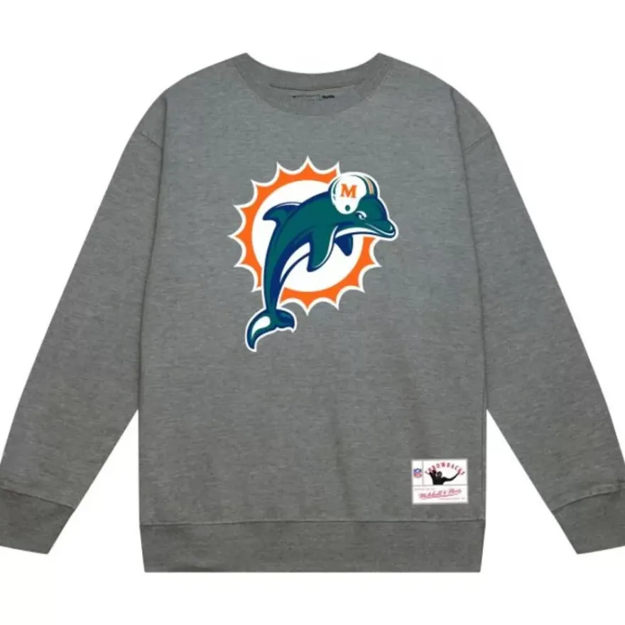 Mitchell & Ness Hoodies & Sweatshirts-Team Basic 3 Crew Miami Dolphins