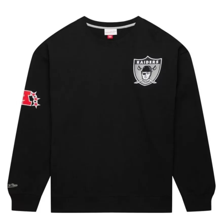 Mitchell & Ness Hoodies & Sweatshirts-Team First Satin Fleece Crew Oakland Raiders