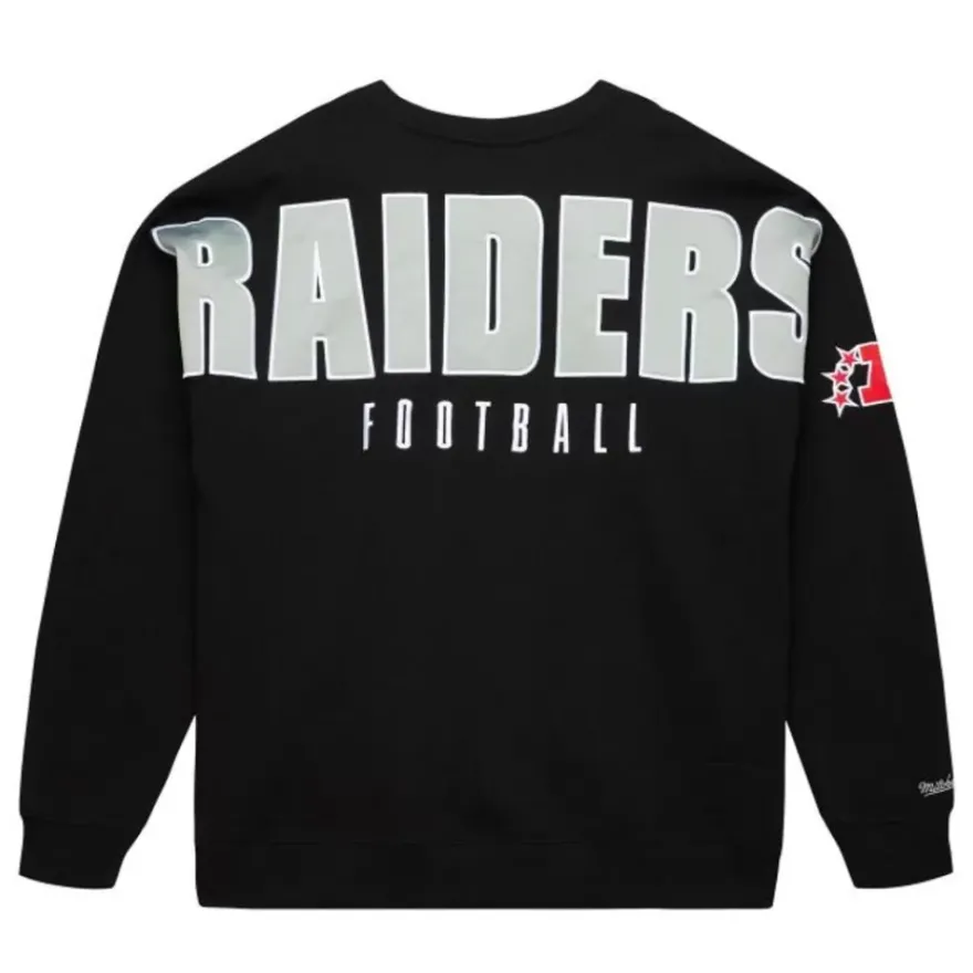 Mitchell & Ness Hoodies & Sweatshirts-Team First Satin Fleece Crew Oakland Raiders