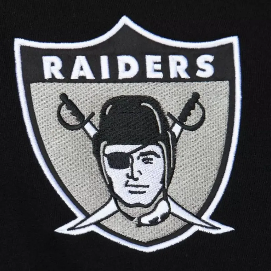 Mitchell & Ness Hoodies & Sweatshirts-Team First Satin Fleece Crew Oakland Raiders