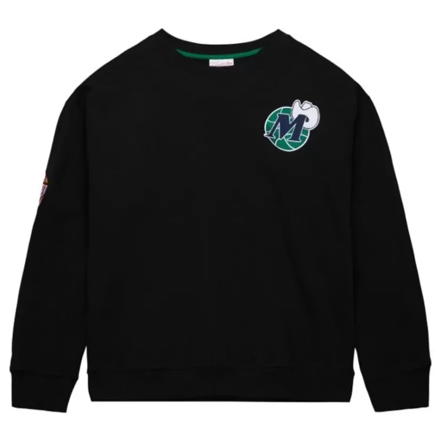 Mitchell & Ness Hoodies & Sweatshirts-Team First Satin Fleece Crew Dallas Mavericks