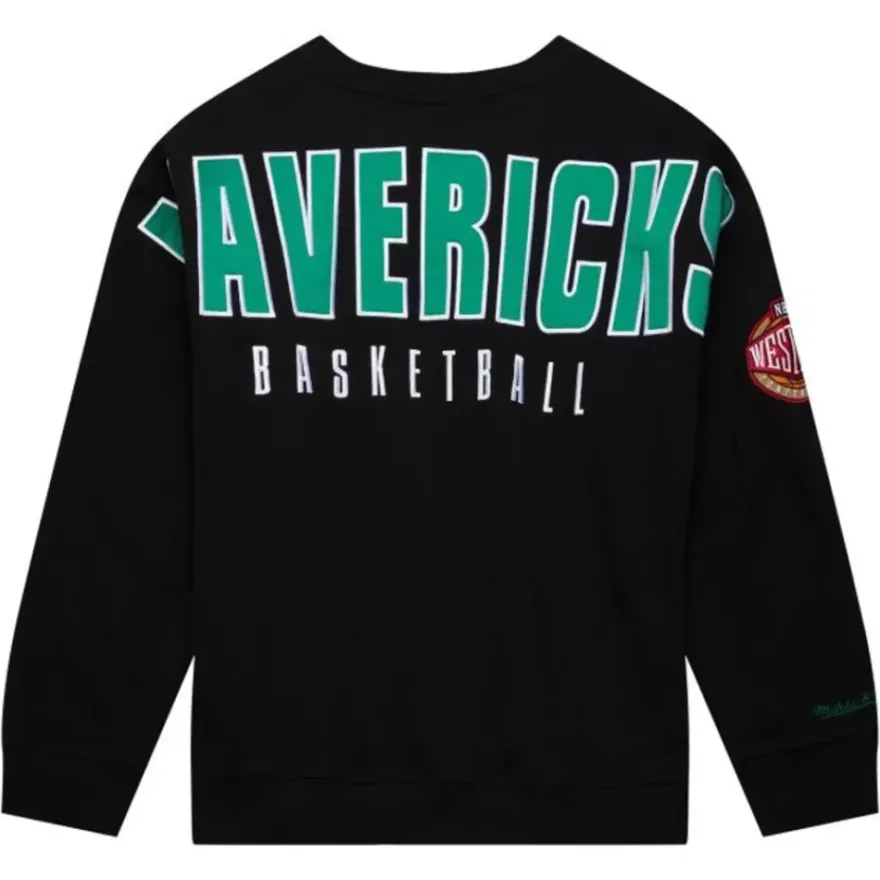 Mitchell & Ness Hoodies & Sweatshirts-Team First Satin Fleece Crew Dallas Mavericks