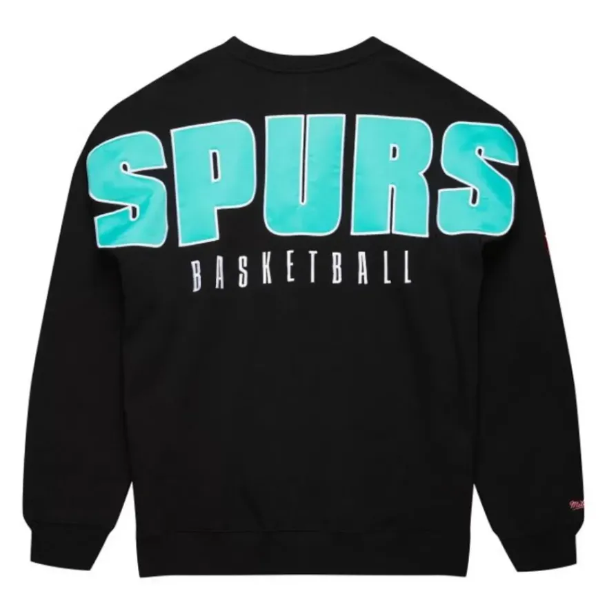 Mitchell & Ness Hoodies & Sweatshirts-Team First Satin Fleece Crew San Antonio Spurs