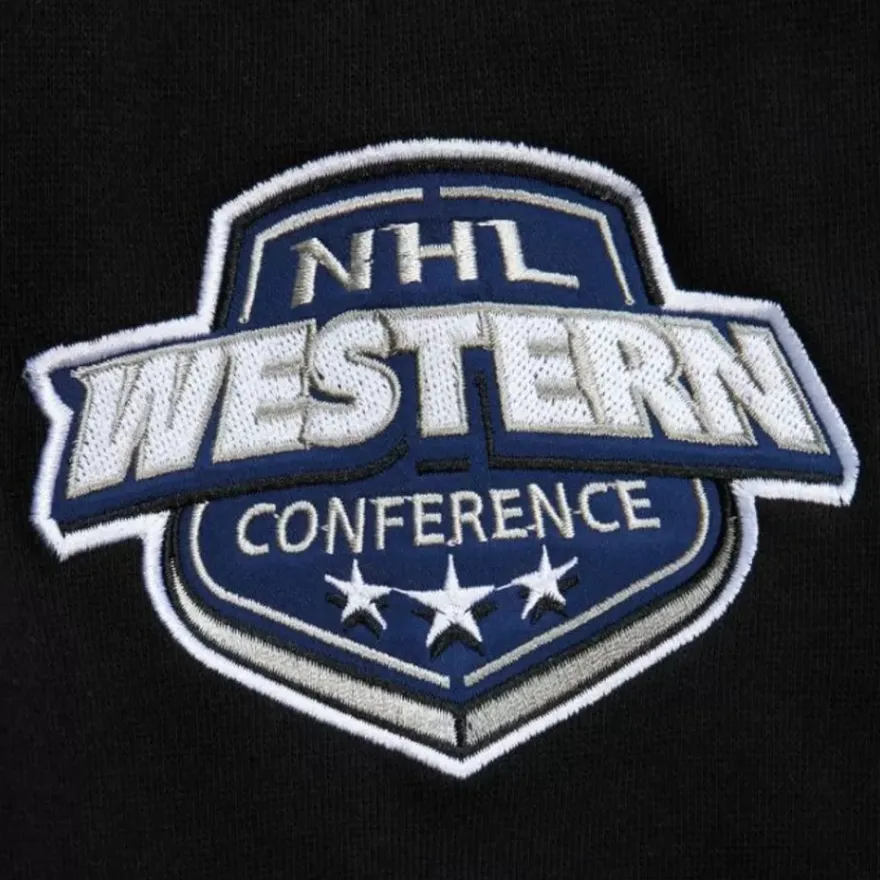 Mitchell & Ness Hoodies & Sweatshirts-Team First Satin Fleece Crew Current Logo San Jose Sharks