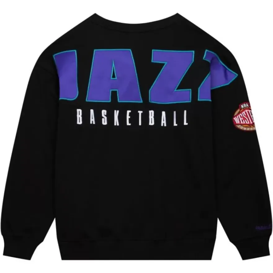Mitchell & Ness Hoodies & Sweatshirts-Team First Satin Fleece Crew Utah Jazz