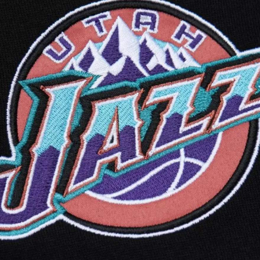 Mitchell & Ness Hoodies & Sweatshirts-Team First Satin Fleece Crew Utah Jazz