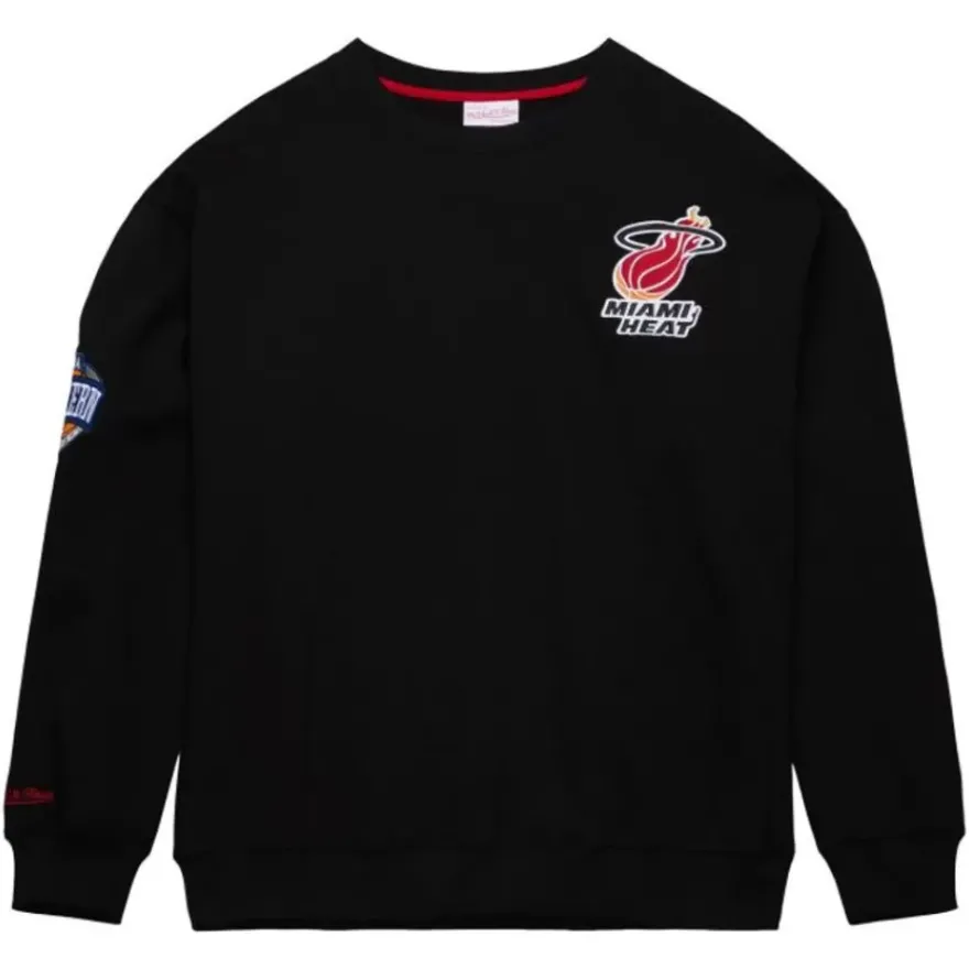 Mitchell & Ness Hoodies & Sweatshirts-Team First Satin Fleece Crew Miami Heat