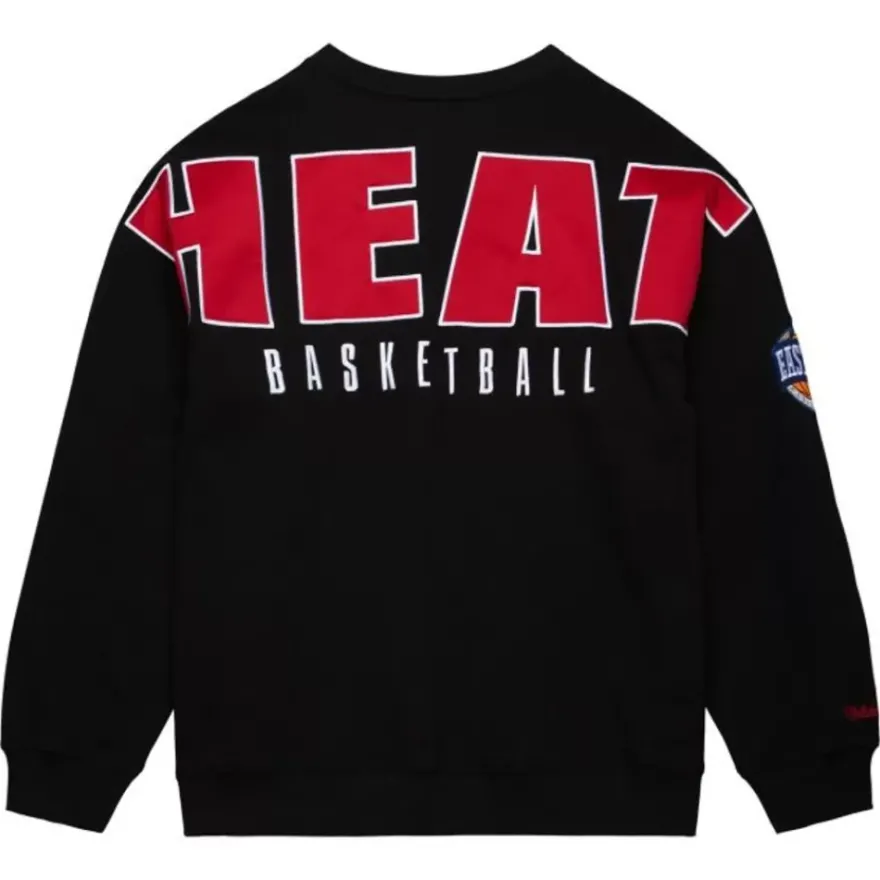 Mitchell & Ness Hoodies & Sweatshirts-Team First Satin Fleece Crew Miami Heat