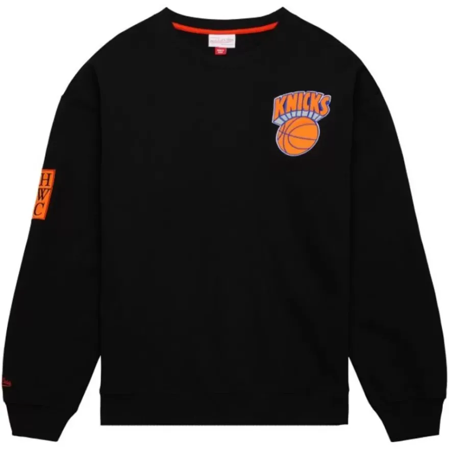 Mitchell & Ness Hoodies & Sweatshirts-Team First Satin Fleece Crew New York Knicks