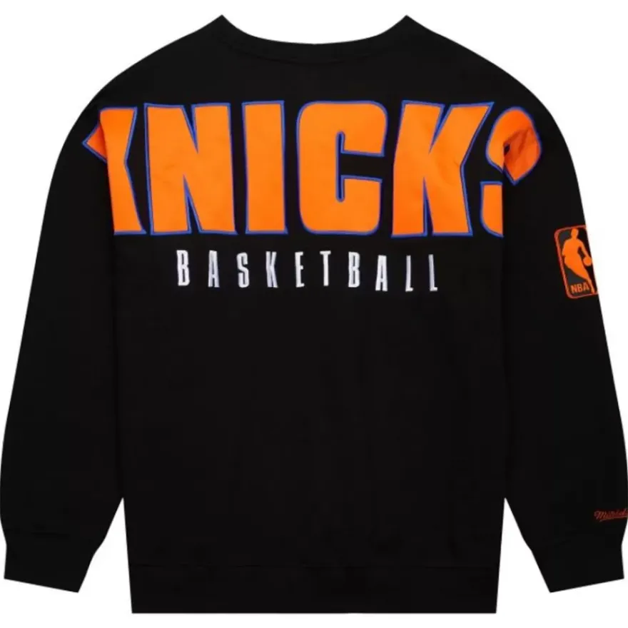 Mitchell & Ness Hoodies & Sweatshirts-Team First Satin Fleece Crew New York Knicks