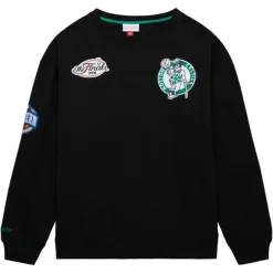 Mitchell & Ness Hoodies & Sweatshirts-Team First Satin Fleece Crew Boston Celtics