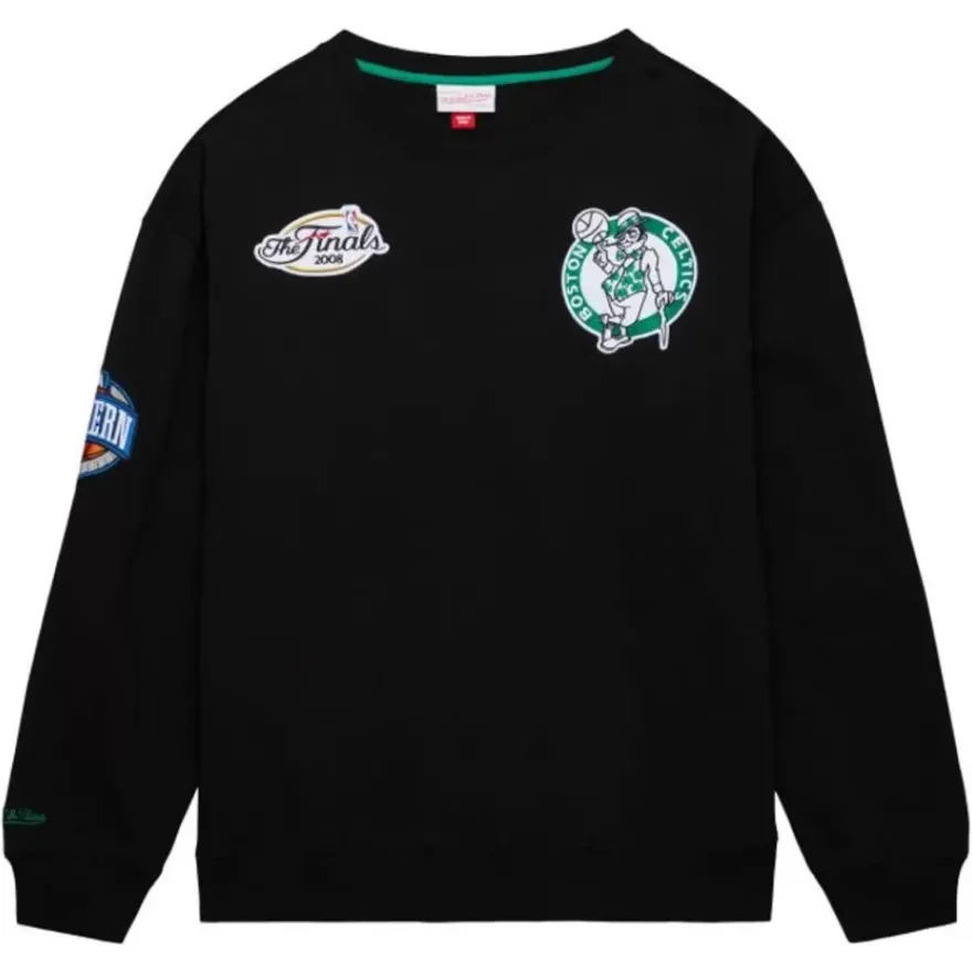 Mitchell & Ness Hoodies & Sweatshirts-Team First Satin Fleece Crew Boston Celtics