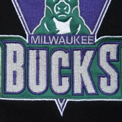 Mitchell & Ness Hoodies & Sweatshirts-Team First Satin Fleece Crew Milwaukee Bucks