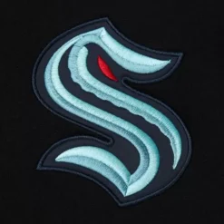 Mitchell & Ness Hoodies & Sweatshirts-Team First Satin Fleece Crew Current Logo Seattle Kraken