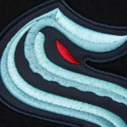 Mitchell & Ness Hoodies & Sweatshirts-Team First Satin Fleece Crew Current Logo Seattle Kraken