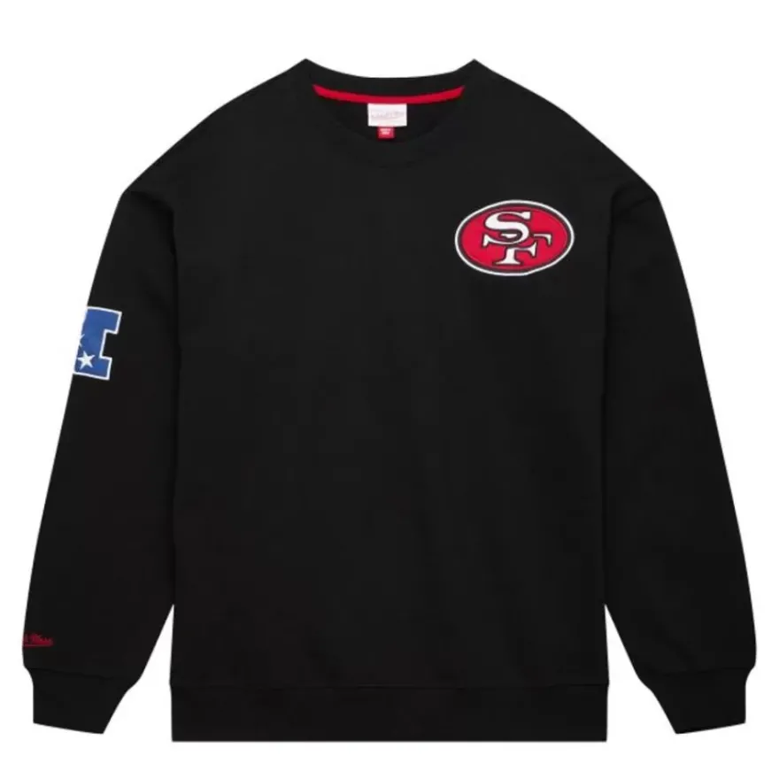 Mitchell & Ness Hoodies & Sweatshirts-Team First Satin Fleece Crew San Francisco 49Ers