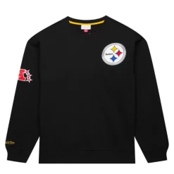 Mitchell & Ness Hoodies & Sweatshirts-Team First Satin Fleece Crew Pittsburgh Steelers