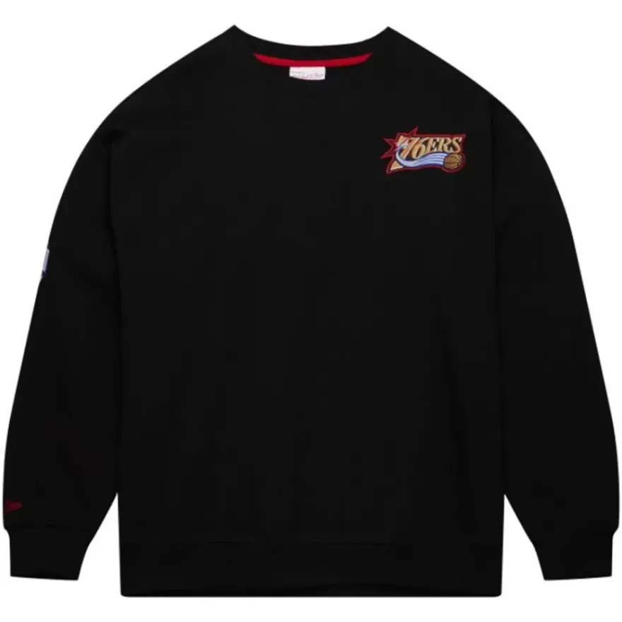 Mitchell & Ness Hoodies & Sweatshirts-Team First Satin Fleece Crew Philadelphia 76Ers