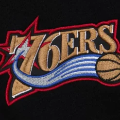 Mitchell & Ness Hoodies & Sweatshirts-Team First Satin Fleece Crew Philadelphia 76Ers