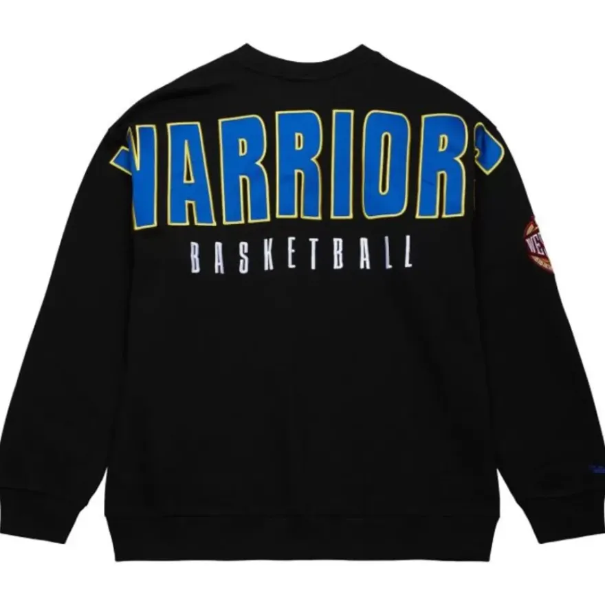 Mitchell & Ness Hoodies & Sweatshirts-Team First Satin Fleece Crew Golden State Warriors