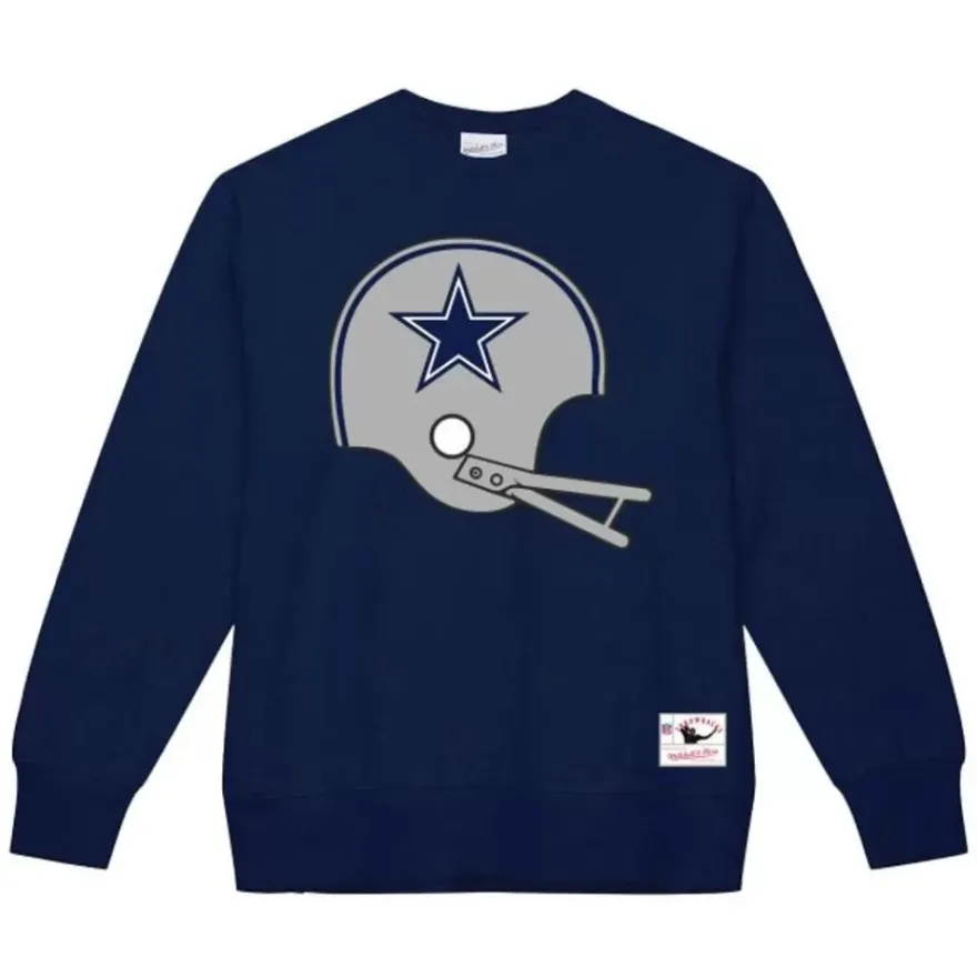 Mitchell & Ness Hoodies & Sweatshirts-Team Helmet 3 Crew Dallas Cowboys