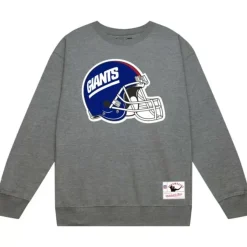 Mitchell & Ness Hoodies & Sweatshirts-Team Helmet 3 Crew New York Giants
