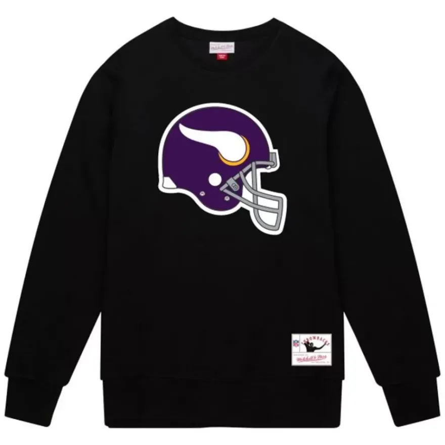 Mitchell & Ness Hoodies & Sweatshirts-Team Helmet Crew Minnesota Vikings