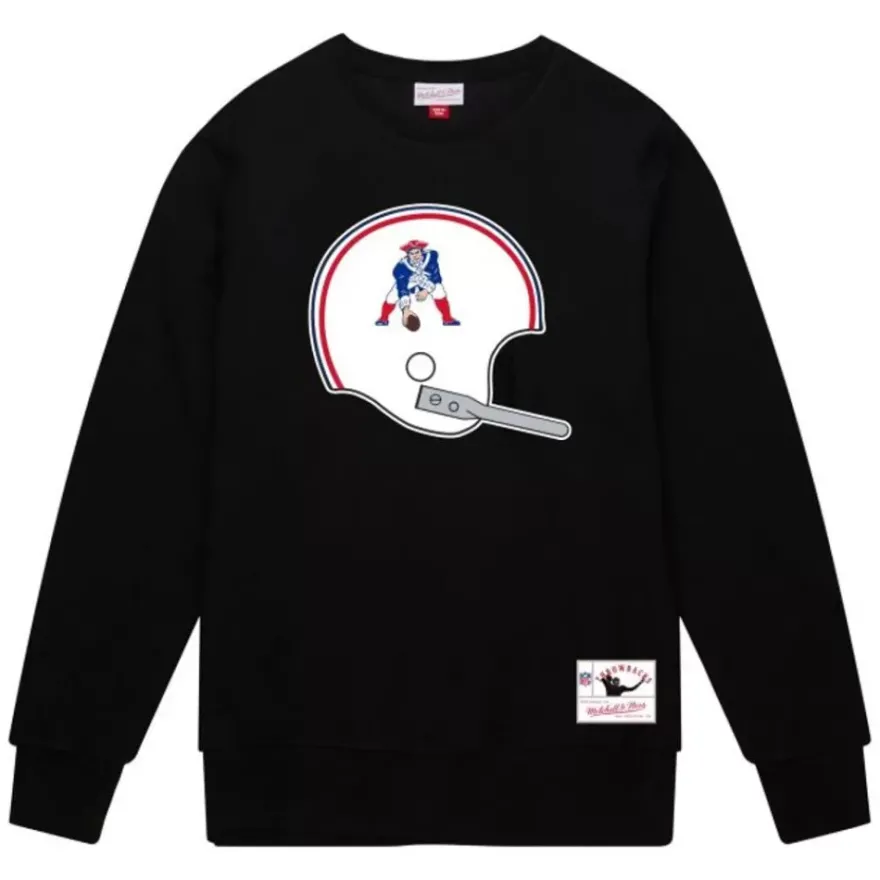 Mitchell & Ness Hoodies & Sweatshirts-Team Helmet Crew New England Patriots
