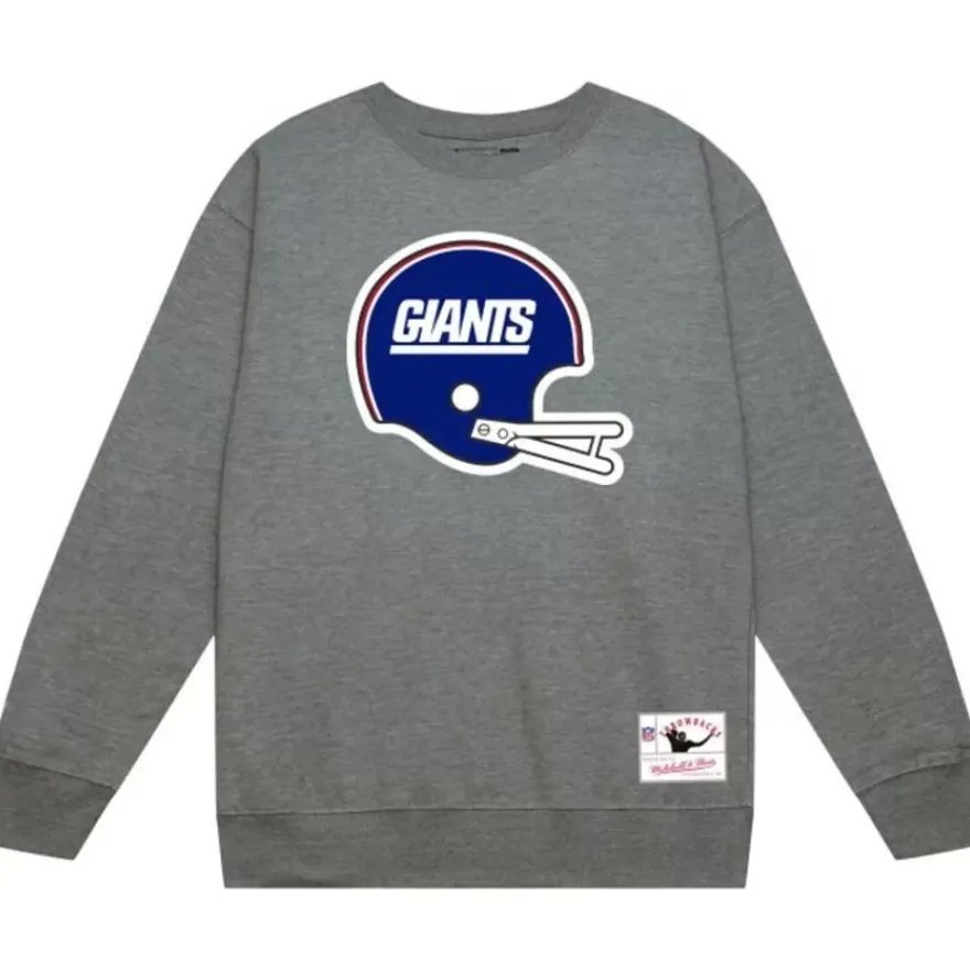 Mitchell & Ness Hoodies & Sweatshirts-Team Helmet Crew New York Giants