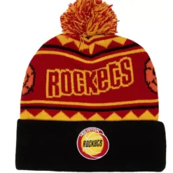 Mitchell & Ness Knit-Team Isle Pom Beanie Hwc Houston Rockets