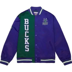 Mitchell & Ness Jackets & Outerwear-Team Og 2.0 Lightweight Satin Jacket Milwaukee Bucks