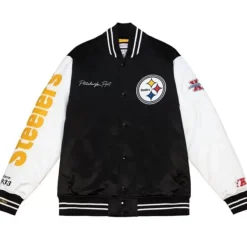 Mitchell & Ness Jackets & Outerwear-Team Origins Varsity Satin Jacket Pittsburgh Steelers