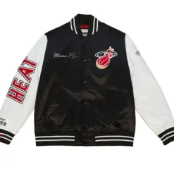 Mitchell & Ness Jackets & Outerwear-Team Origins Varsity Satin Jacket Miami Heat