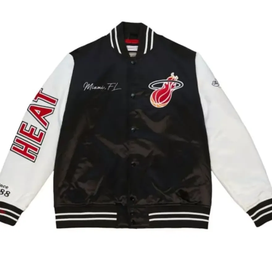Mitchell & Ness Jackets & Outerwear-Team Origins Varsity Satin Jacket Miami Heat