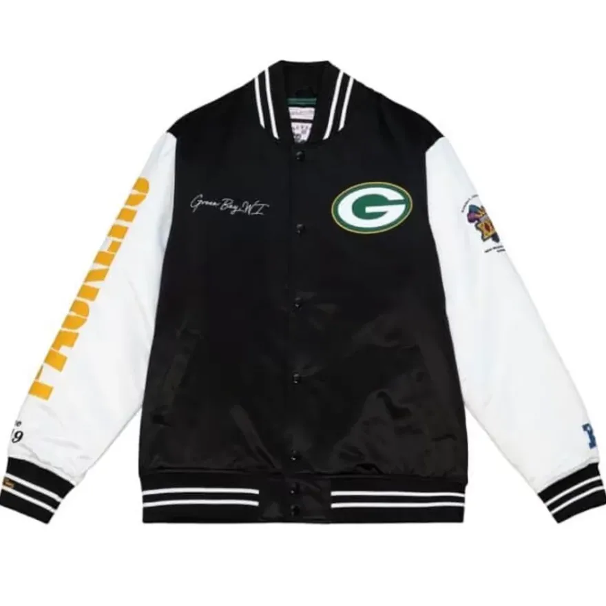 Mitchell & Ness Jackets & Outerwear-Team Origins Varsity Satin Jacket Green Bay Packers