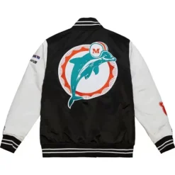 Mitchell & Ness Jackets & Outerwear-Team Origins Varsity Satin Jacket Miami Dolphins
