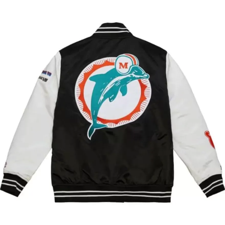 Mitchell & Ness Jackets & Outerwear-Team Origins Varsity Satin Jacket Miami Dolphins